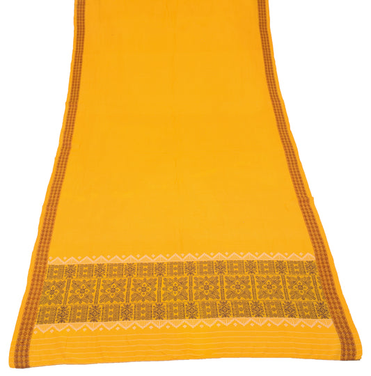 Sushila Vintage Yellow Handloom Dupatta Pure Cotton Traditional Long Stole