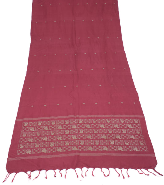 Sushila Vintage Maroon Dupatta Pure Cotton Hand Woven Floral Long Stole