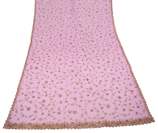 Sushila Vintage Purple Heavy Dupatta Hand Beaded Zardozi Net Long Stole