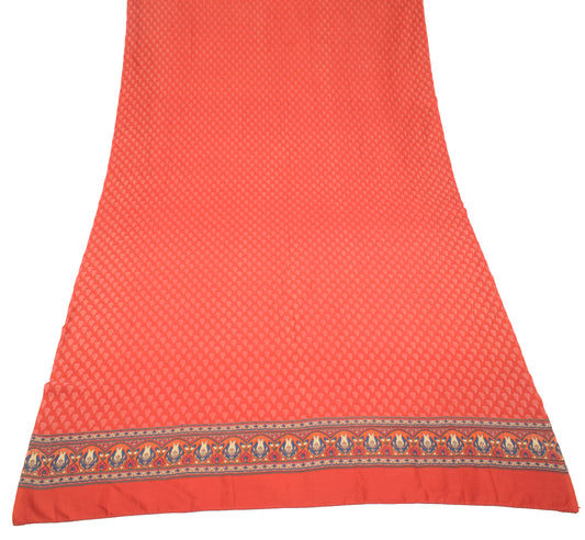 Sushila Vintage Dark Orange Dupatta Pure Cotton Silk Hand Block Long Stole