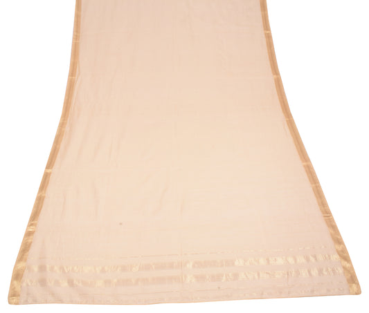 Sushila Vintage Beige Dupatta Pure Cotton Silk Zari Woven Long Stole