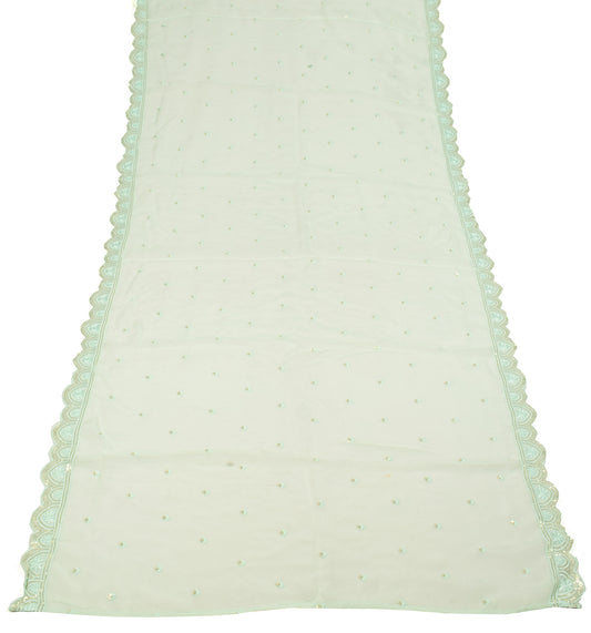Sushila Vintage Pista Green Dupatta Pure Organza Sequins Embroidered Long Stole