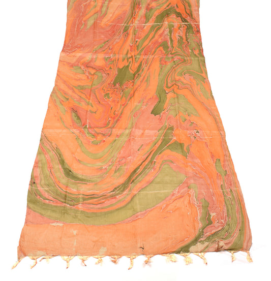 Sushila Vintage Pure Silk Dupatta Multi-Color Hand Printed Long Stole Hijab