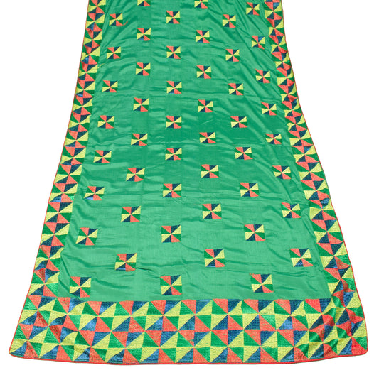 Sushila Vintage Green Bagh Phulkari Dupatta Art Chiffon Embroidered Long Stole
