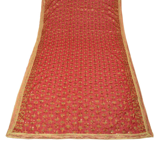 Sushila Vintage Bagh Phulkari Dupatta Art Chiffon Red Embroidered Long Stole