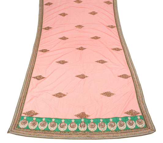 Sushila Vintage Net Orange Heavy Dupatta Pearls & Polki Kundan Work Long Stole