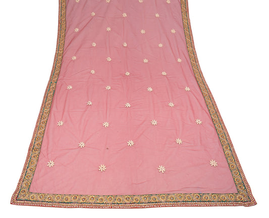 Sushila Vintage Pearl Stone Work Heavy Dupatta Net Mesh Red Wedding Long Stole