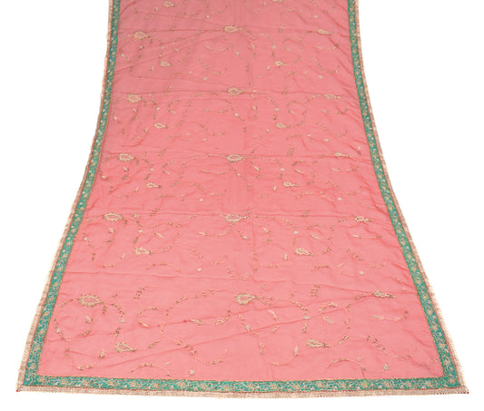 Sushila Vintage Red Heavy Dupatta Zardozi Work Art Organza Wedding Long Stole