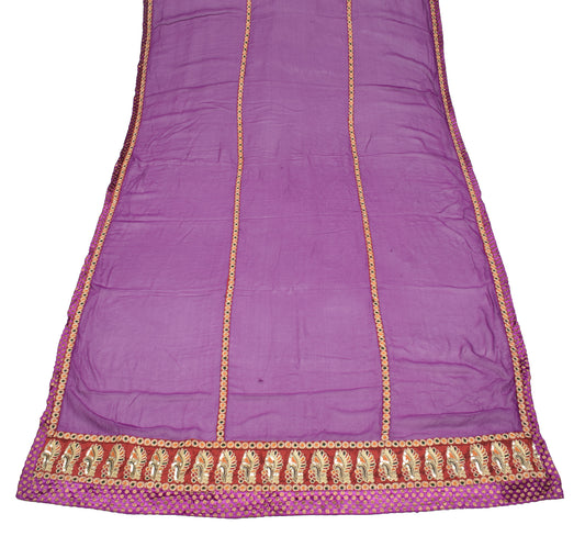 Sushila Vintage Purple Dupatta Pure Georgette Embroidered Patch Work Long Stole