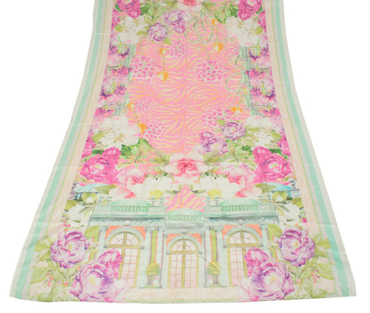 Sushila Vintage Multi-Color Floral Dupatta Digital Printe4d Pure Silk Soft Long Stole