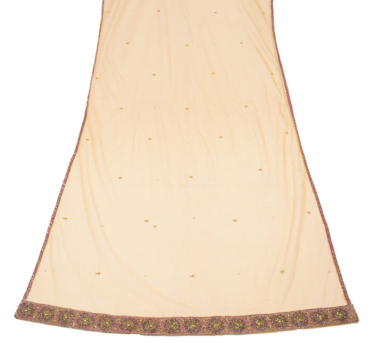 Sushila Vintage Net Mesh Dupatta Mustard Glass Beads Embellish Long Stole