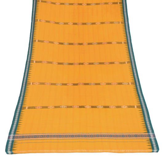 Sushila Vintage Yellow Ikat Dupatta Pure Cotton Hand Woven Floral Long Stole