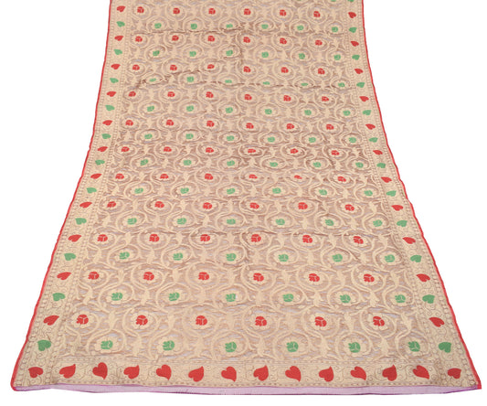 Sushila Vintage Floral Brown Dupatta Woven Art Silk Long Stole