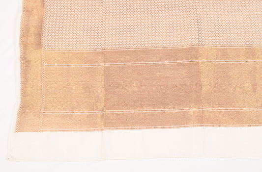 Sushila Vintage White Dupatta Pure Cotton Silk Laheriya Woven Long Stole
