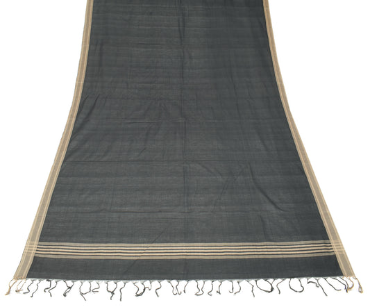 Sushila Vintage Black Stripes Dupatta Pure Cotton Woven Long Stole Hijab