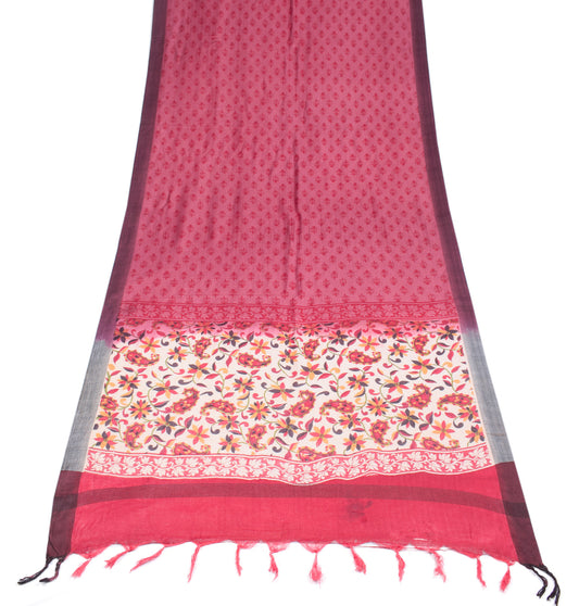 Sushila Vintage Magenta Dupatta 100% Pure Woolen Printed Floral Soft Long Stole