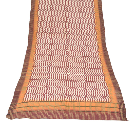 Sushila Vintage Cream Dupatta 100% Pure Woolen Hand Block Printed Long Stole