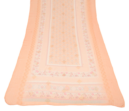 Sushila Vintage Floral Peach Dupatta Pure Georgette Embroidered Long Stole