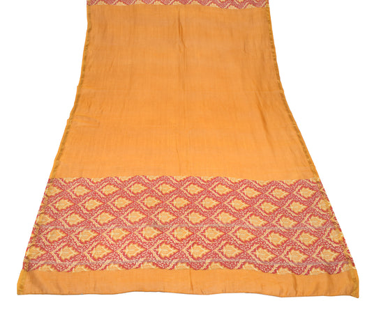 Sushila Vintage Mustard Dupatta Hand Block Printed Pure Cotton Silk Long Stole