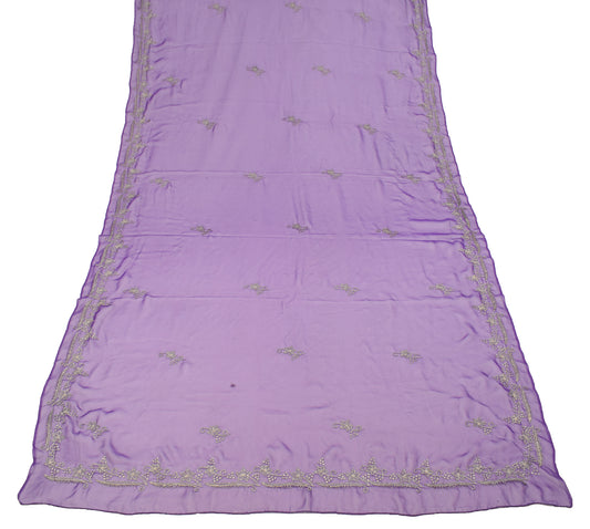 Sushila Vintage Purple Dupatta Zari Embroidered Art Georgette Long Stole Wrap
