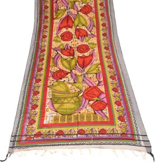 Sushila Vintage Multi-Color Dupatta Floral Printed Woven Pure Woolen Soft Long Stole