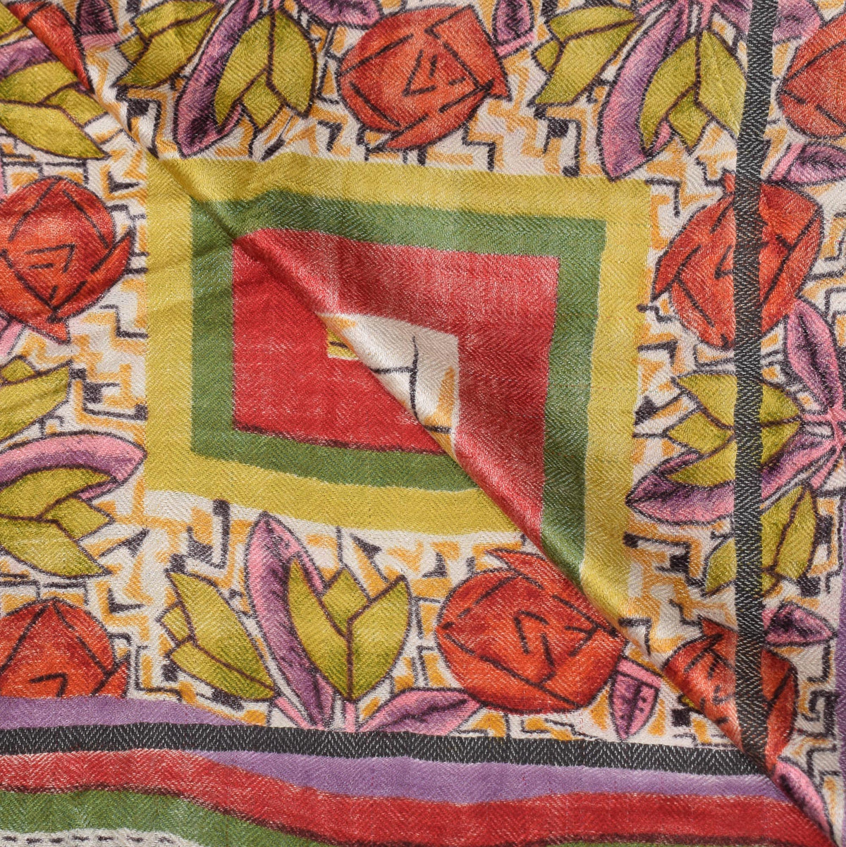 Sushila Vintage Multi-Color Dupatta Floral Printed Woven Pure Woolen Soft Long Stole