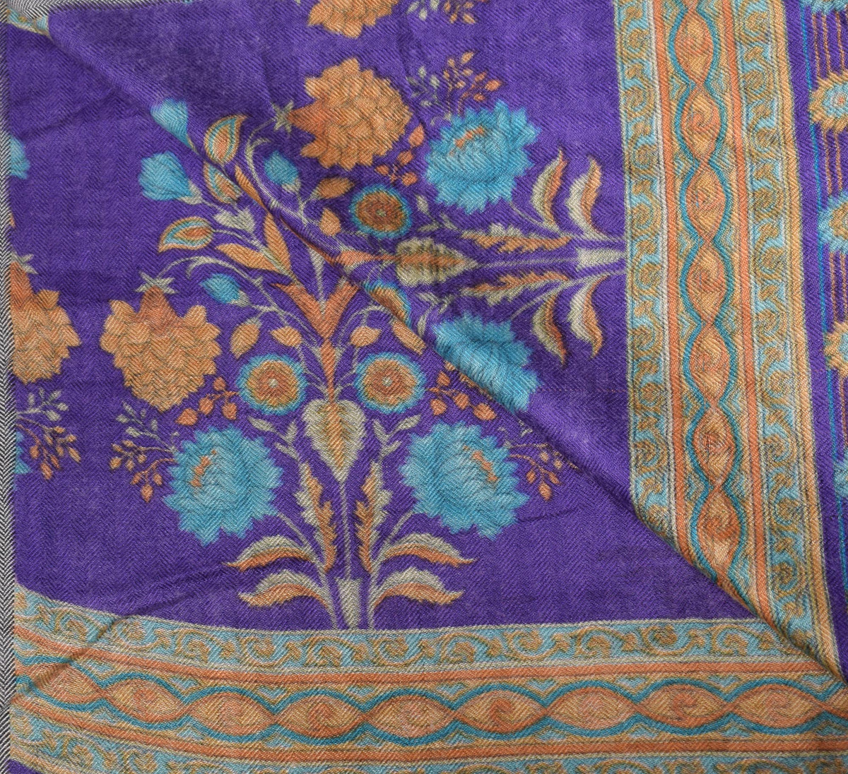 Sushila Vintage Cream Woven Dupatta Floral Printed Pure Woolen Soft Long Stole