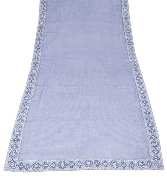 Sushila Vintage Steel Blue Dupatta Kota Doria Hand Block Soft Long Stole