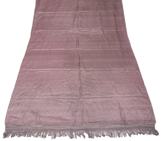 Sushila Vintage Mauve Dupatta Pure Tussar Silk Fringe Border Long Stole Hijab