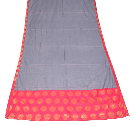 Sushila Vintage Gray Pure Cotton Dupatta with Contrast Border Long Stole Wrap