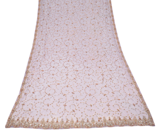 Sushila Vintage Lavender Heavy Dupatta Net zardozi Work Long Stole Wrap