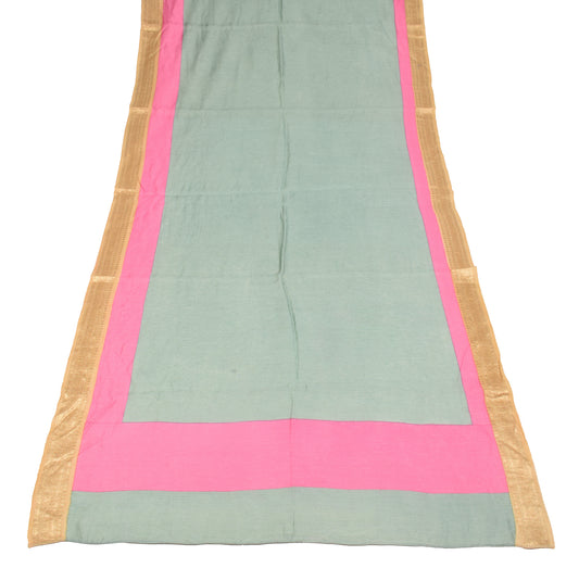 Sushila Vintage Sage Green Dupatta Pure Cotton Silk Zari Woven Soft Long Stole