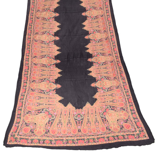 Sushila Vintage Black Dupatta Digital Printed Paisley Pure Chiffon Silk Long Stole Hijab