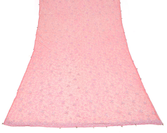 Sushila Vintage Pink Heavy Dupatta Net Mesh Sequins Embellish Long Stole