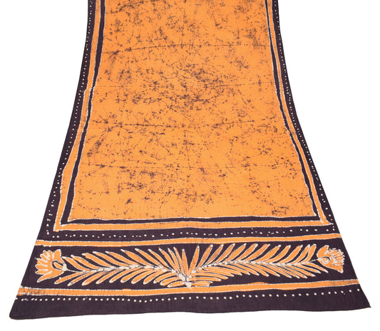 Sushila Vintage Batik Printed Dupatta Pure Cotton Gold Long Stole Wrap Veil