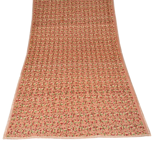 Sushila Vintage Bagh Phulkari Dupatta Brown Art Chiffon Long Stole Veil Wrap