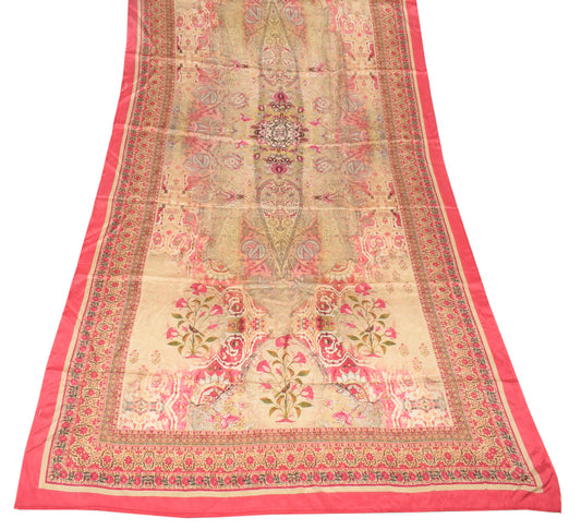 Sushila Vintage Beige Pure Silk Dupatta Digital Printed Soft Long Stole Wrap