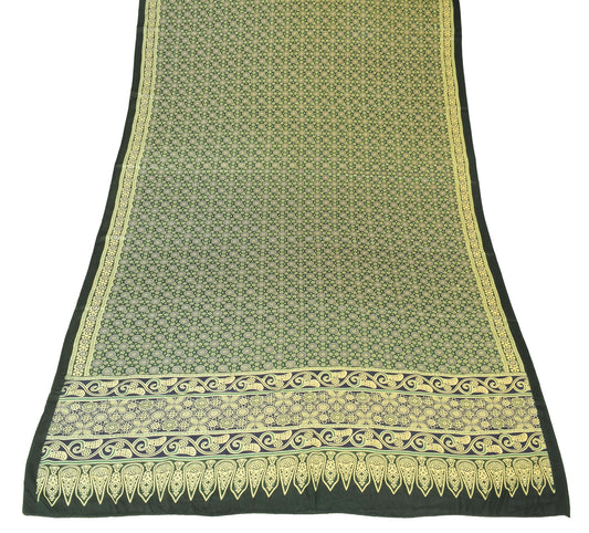 Sushila Vintage Dark Green Dupatta Ajrakh Hand Block Pure Cotton Soft Long Stole