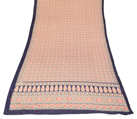 Sushila Vintage Blue Dupatta Ajrakh Hand Block Pure Cotton Soft Long Stole