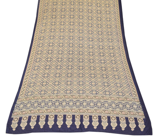 Sushila Vintage Blue Dupatta Handcrafted Ajrakh Hand Block-Pure Cotton Long Stole