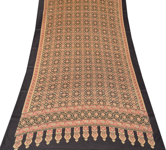 Sushila Vintage Black Dupatta Handcrafted Ajrakh Hand Block-Pure Cotton Long Stole