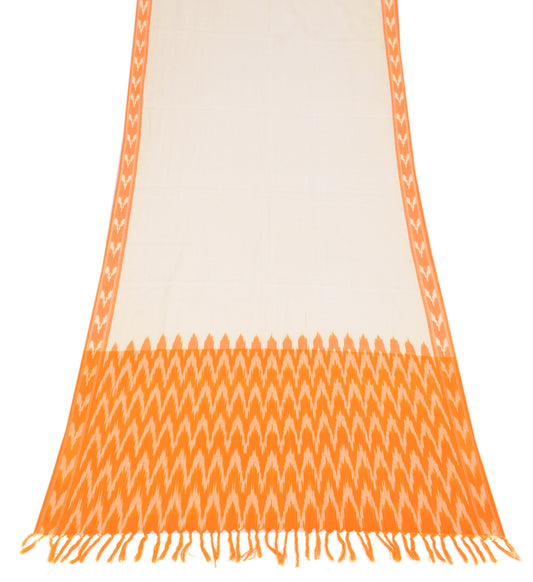 Sushila Vintage Pochampally Ikat Dupatta Cream Pure Cotton Woven Long Stole