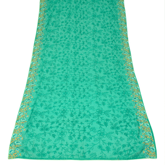 Sushila Vintage Aqua Green Dupatta Cotton Silk Embroidered Long Stole