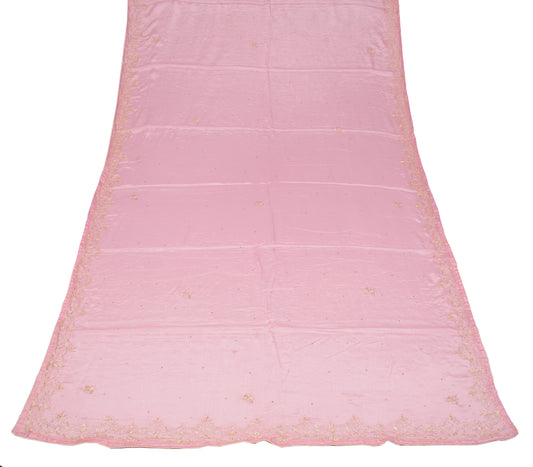 Sushila Vintage Pink Dupatta Zari Embroidered Chiffon Floral Long Stole