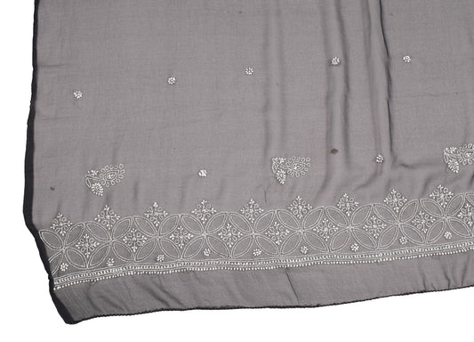 Sushila Vintage Lucknowi Chikankari Dupatta Black Art Georgette Long Stole