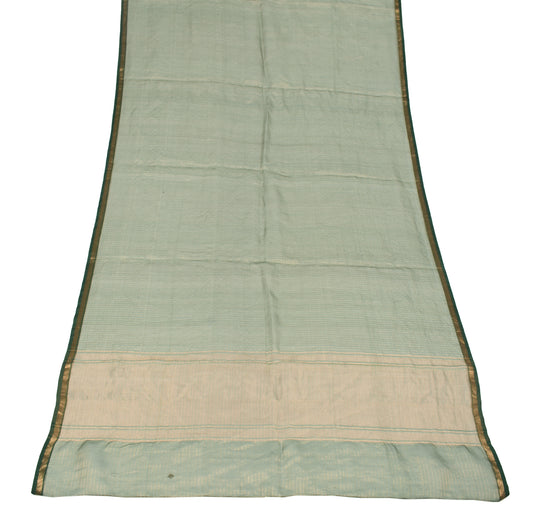 Sushila Vintage BRANDED Green Dupatta Zari Woven Pure Tissue Checks Long Stole