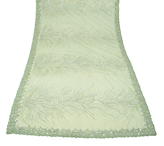 Sushila Vintage Heavy Net Green Dupatta Sequins Stone Embellish Long Stole