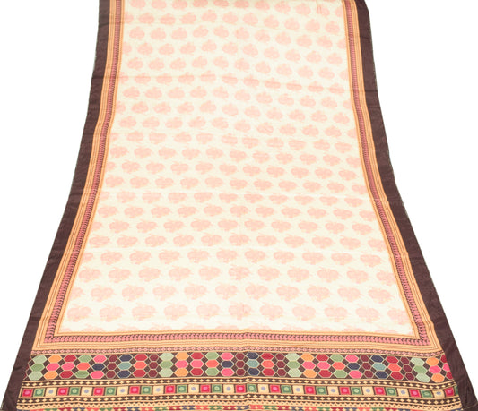 Sushila Vintage Cream Pure Silk Dupatta Digital Printed Floral Soft Long Stole