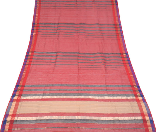 Sushila Vintage Maroon Dupatta Pure Cotton Silk Woven Long Stole Wrap
