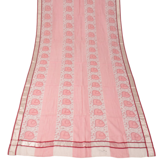 Sushila Vintage Pink Dupatta Printed Pure Cotton Silk Hand Block Long Stole